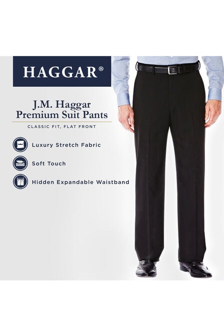 J.M. Haggar Premium Stretch Suit Pant - Flat Front, Med Grey view# 4