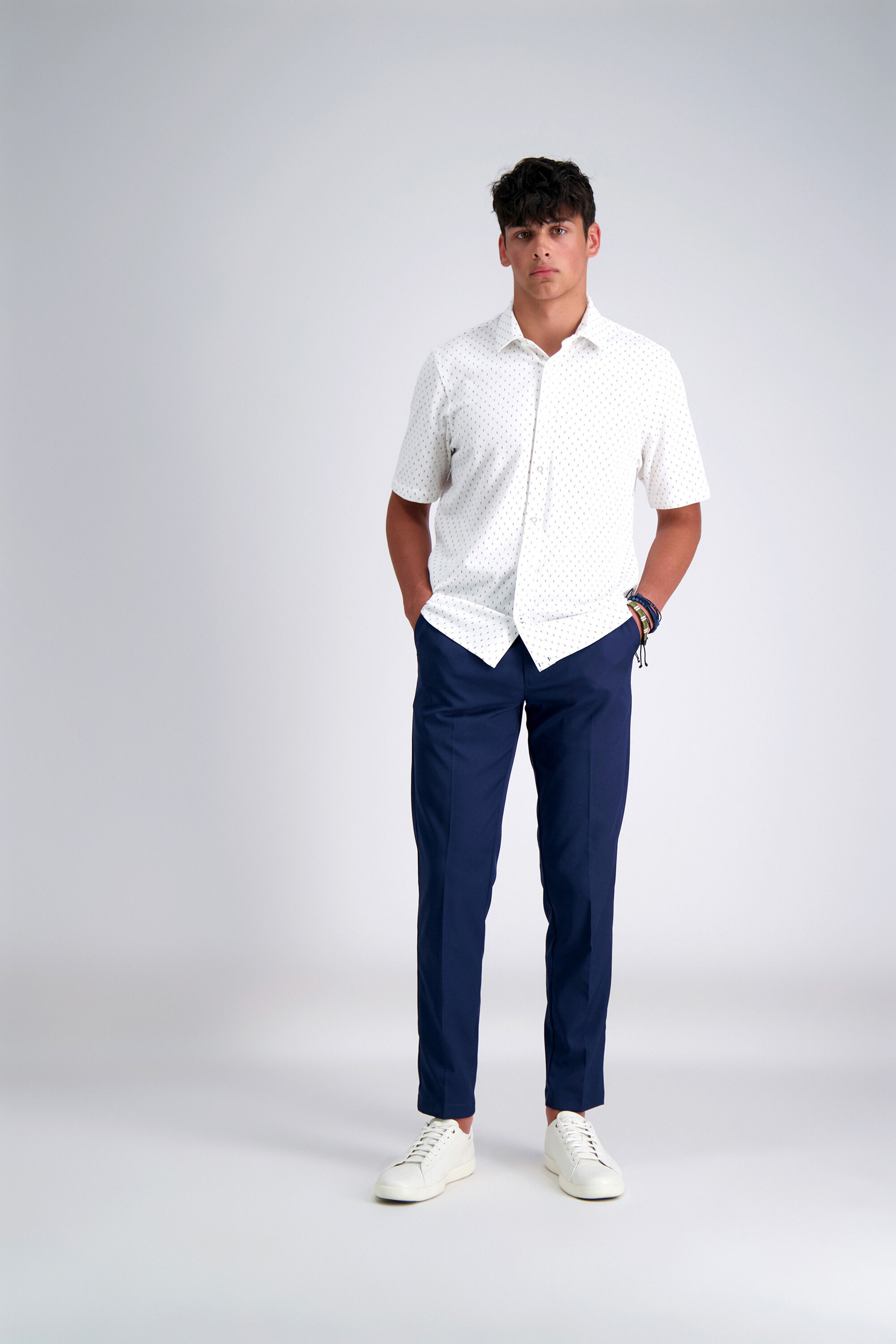 Blue Men s Slim Fit Dress Pants 4 Way Stretch Iron Free Haggar