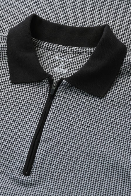 Premium Comfort Quarter Zip Houndstooth Polo, Black view# 4