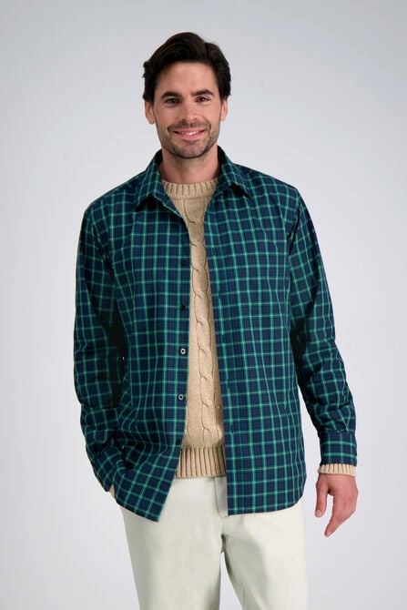 Long Sleeve Poplin Shirt,  Green view# 1