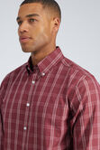 Long Sleeve Plaid Button Down Shirt, Heather Burgundy view# 4