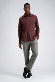 Long Sleeve Pique Shirt, Heather Burgundy view# 3