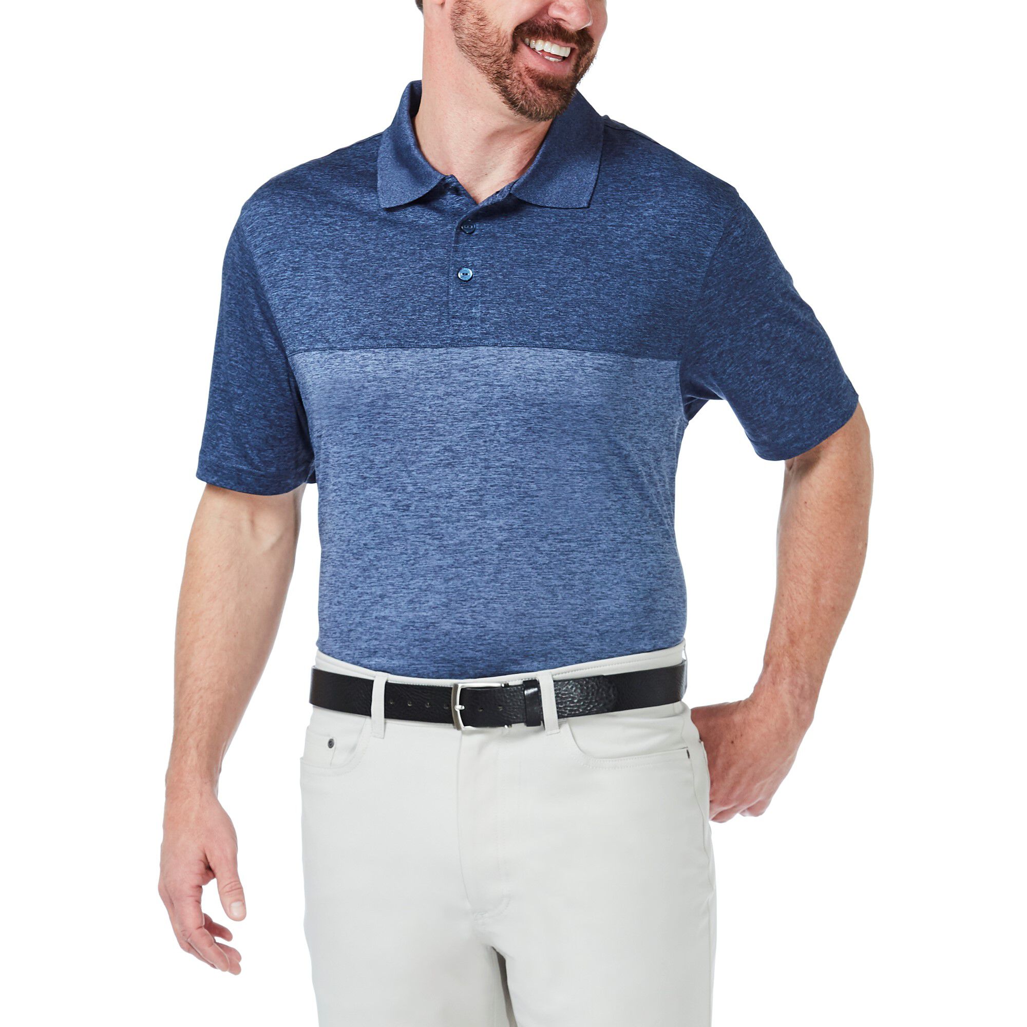 Haggar Cool 18 Block Space Dye Loondon Blue (027054 Clothing Shirts & Tops) photo