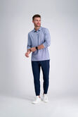 Long Sleeve 2-Color Pique Polo, BLUE view# 3