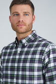 Long Sleeve Brushed Cotton Plaid Shirt, Dark Green view# 4