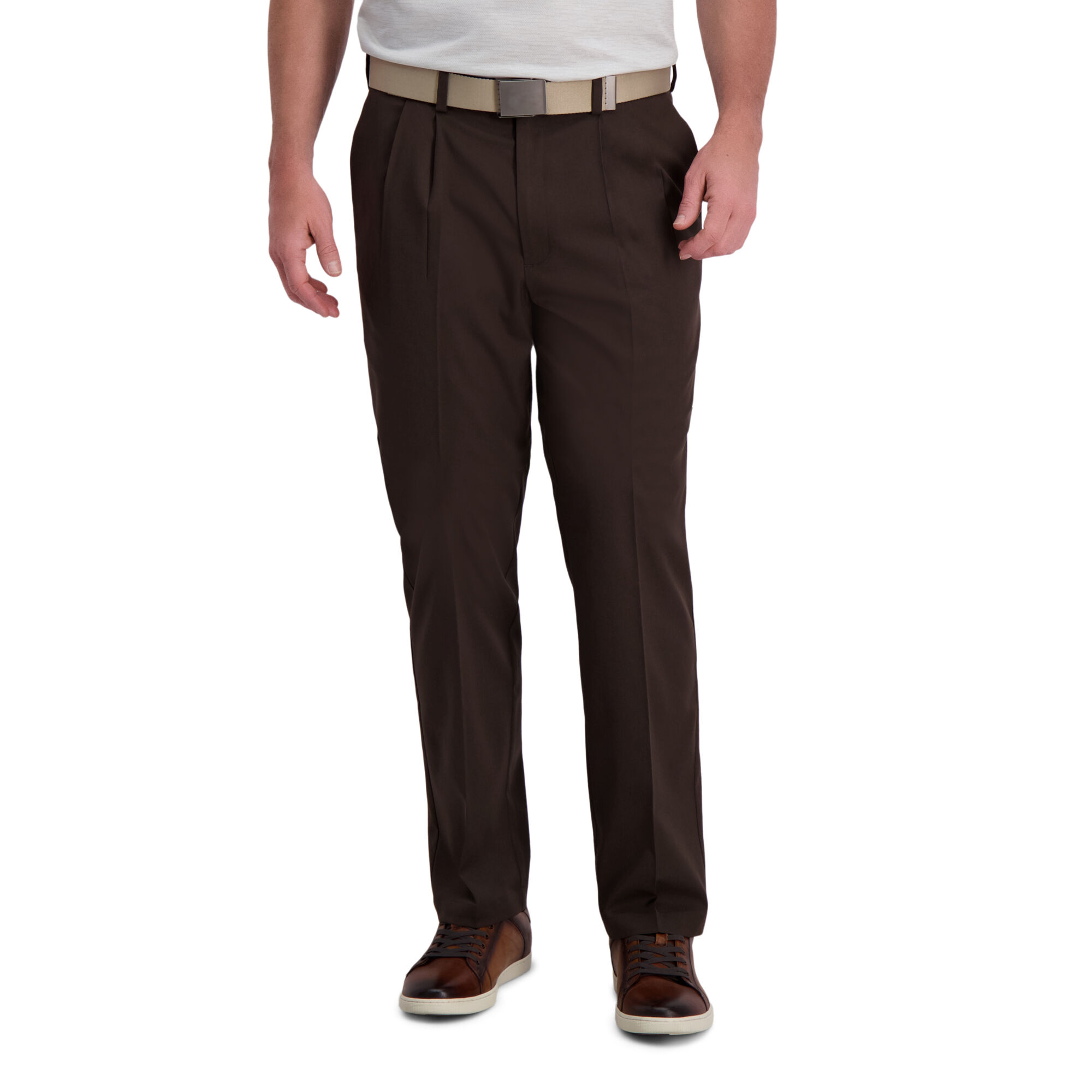 Haggar Cool Right Performance Flex Pant Brown Heather (HC11080 Clothing Pants) photo
