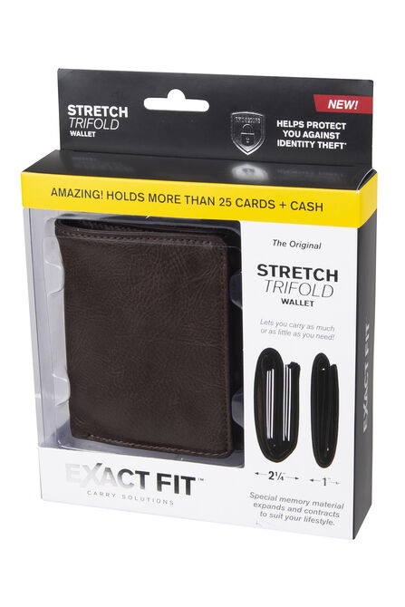 RFID Stretch Tri-fold Wallet, Brown view# 3