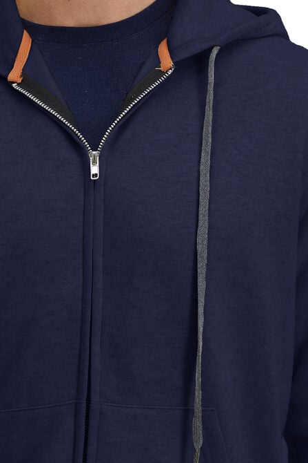 Full Zip Solid Fleece Hoodie Sweatshirt, Dark Navy view# 3