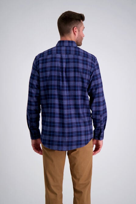Long Sleeve Flannel Plaid Shirt, BLUE view# 2