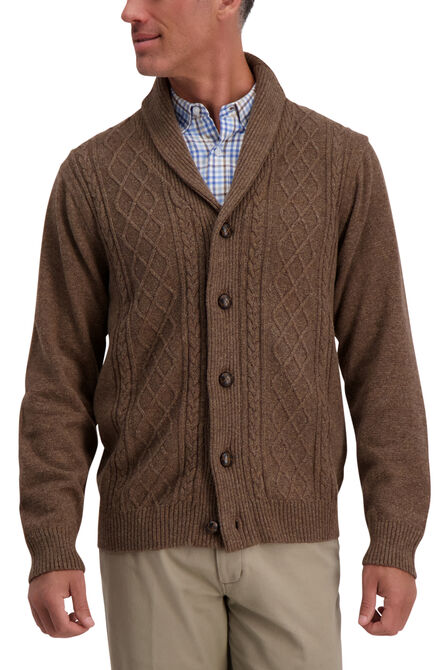 Fisherman Cardigan, Bark view# 1