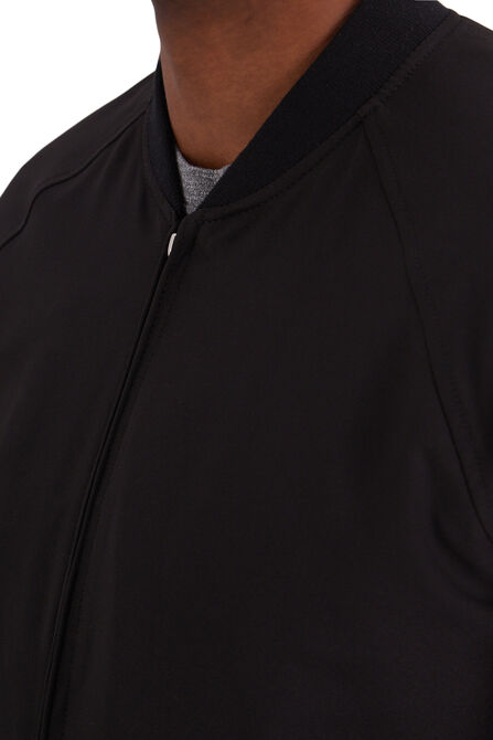 Stretch Gabardine Solid Full-Zip Bomber Jacket, Black view# 4