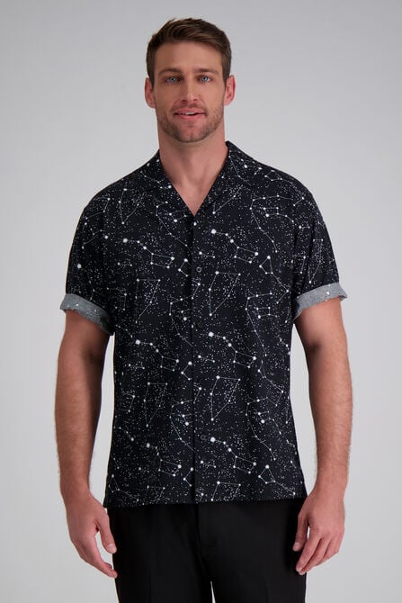 Short Sleeve Celestrial Camp Shirt, Black view# 1