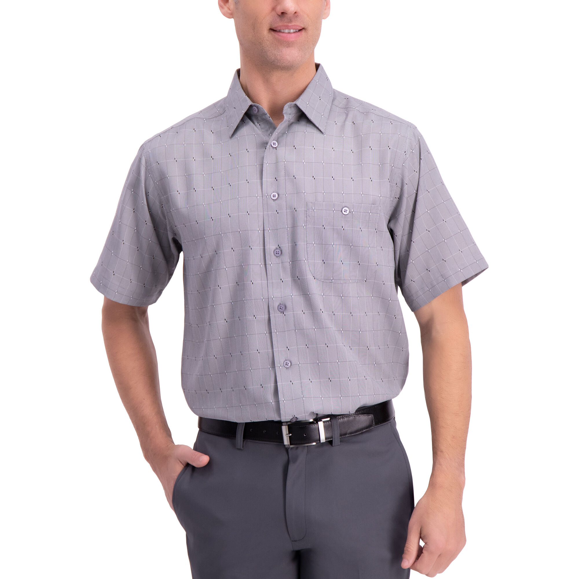 Haggar Tonal Geometric Button Down Shirt Black (037767 Clothing Shirts & Tops) photo