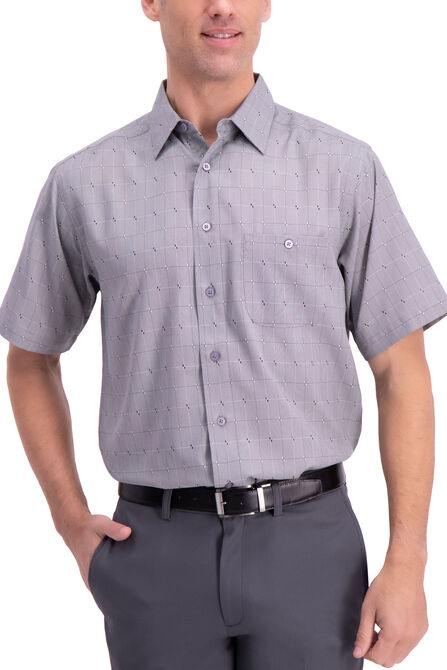 Tonal Geometric Button Down Shirt, Black view# 1