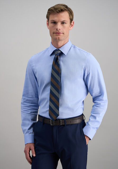 Premium Comfort Dress Shirt - Blue Herringbone , Blue