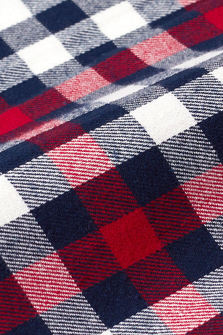 Long Sleeve Flannel Plaid Shirt, Red view# 5