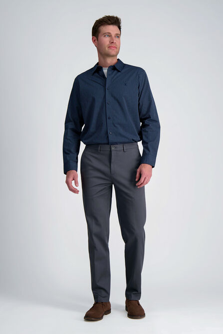 Wrinkle Free Performance Khaki Pant, Dark Grey view# 1