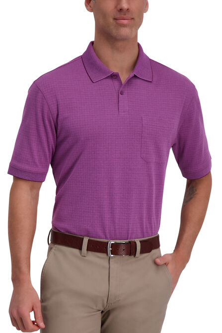 Mini Box Print Polo, Plumberry view# 1