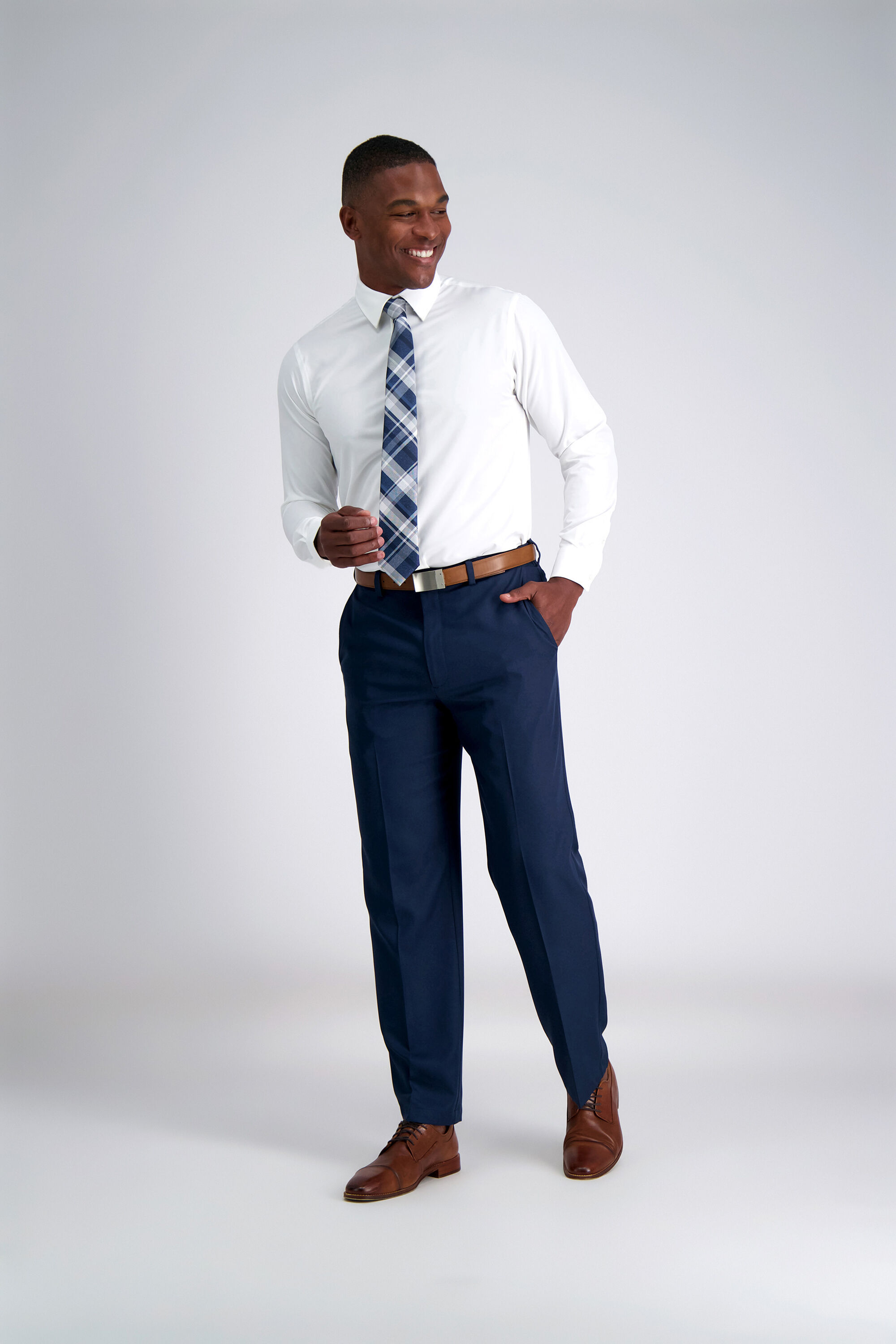 Blue dress pants with white shirt new arrivals
