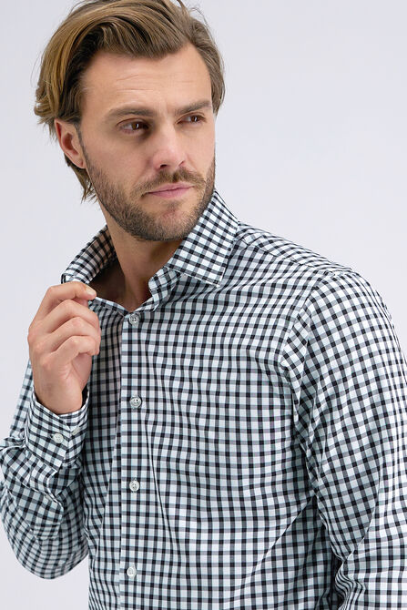 Smart Wash&trade; Dress Shirt - Black Check, Black / Charcoal view# 3