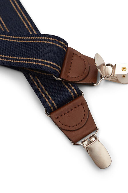 Stripe Y-Back Adjustable Clip Suspender, Heather Navy view# 3