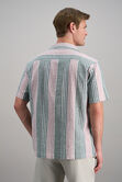Short Sleeve Linen Stripe Camp Shirt, Pink view# 4