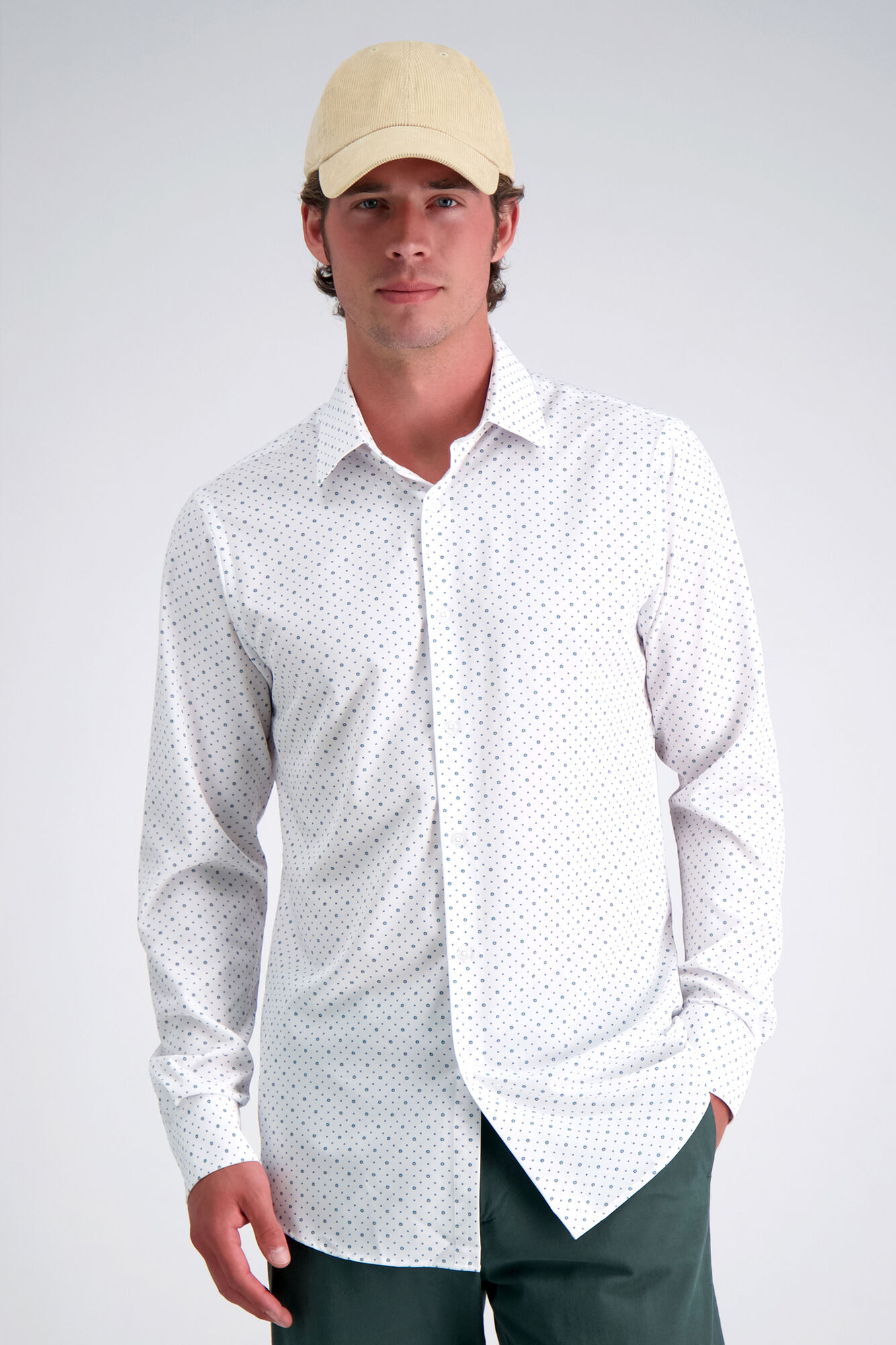 Haggar Smart Wash Dress Shirt - White & Blue White (HAT026HR578 Clothing Shirts & Tops) photo
