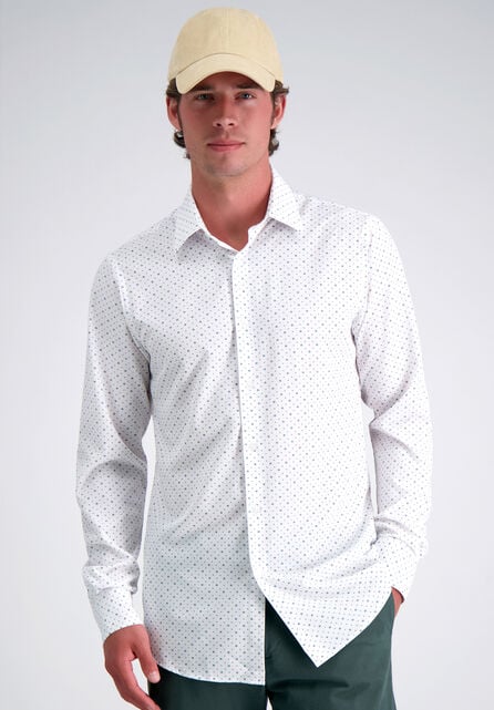 Smart Wash&trade; Dress Shirt - White &amp; Blue, White