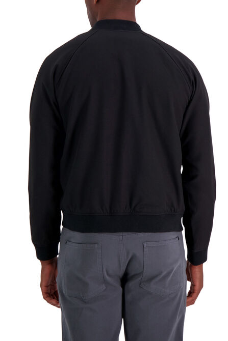 Stretch Gabardine Solid Full-Zip Bomber Jacket