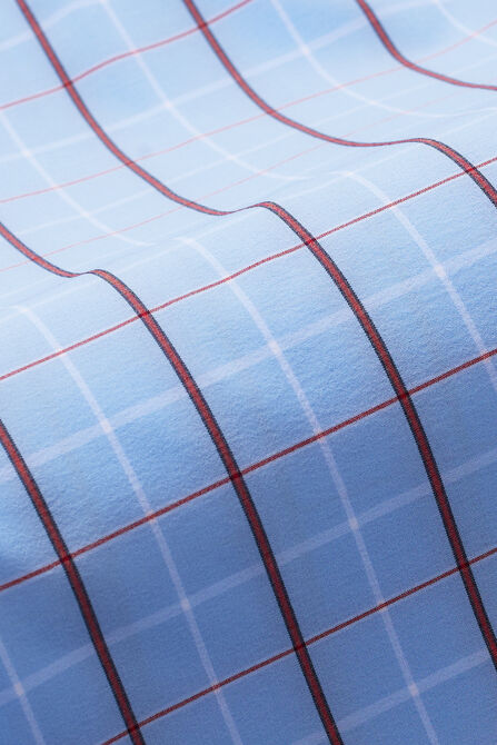 Smart Wash&trade; Dress Shirt - Light Blue Check, Sky view# 5