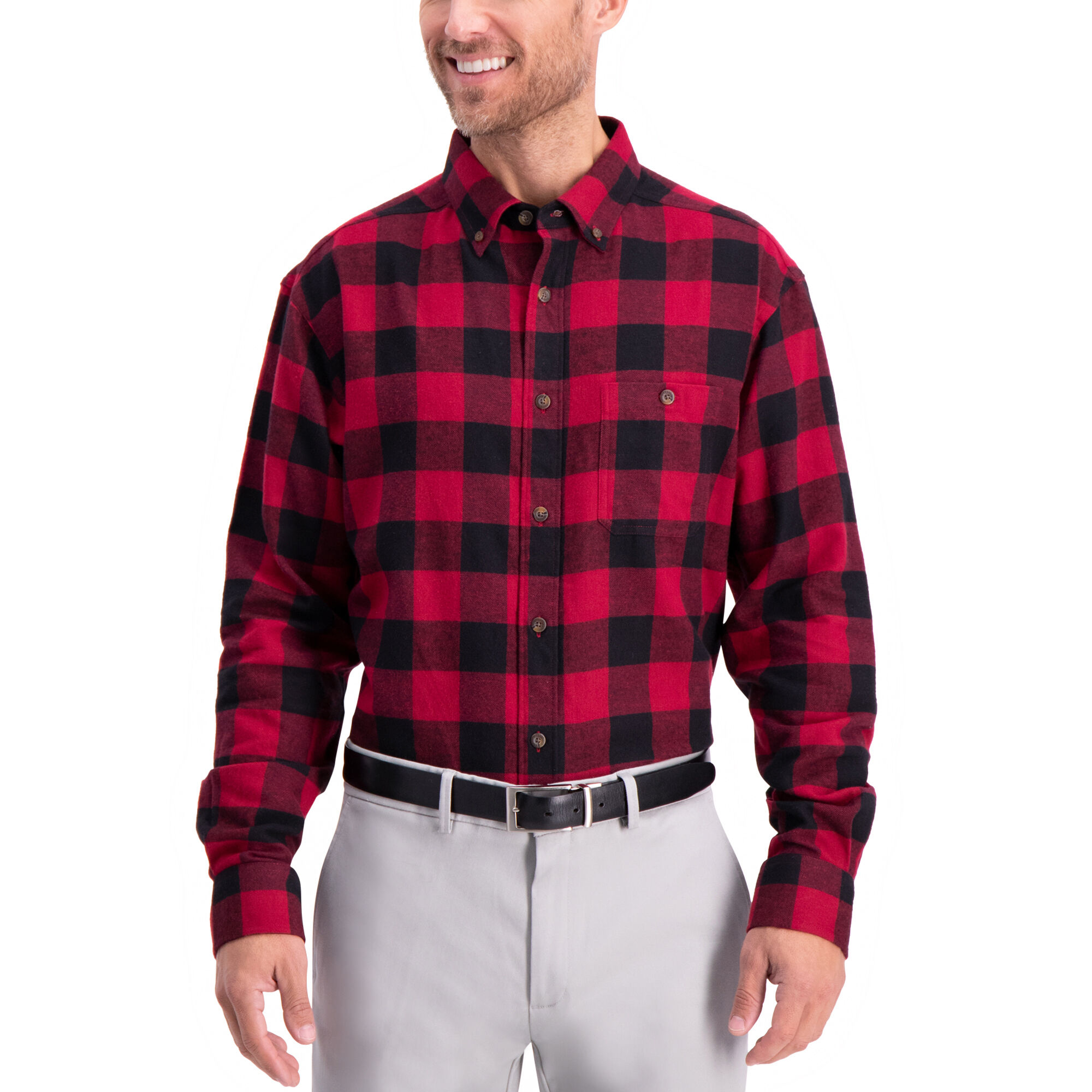 Haggar Buffalo Plaid Shirt Tibetan Red (037505) photo