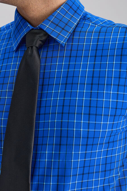 Smart Wash&trade; Dress Shirt - Blue Check,  view# 5