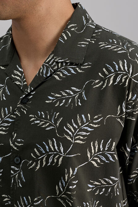 Short Sleeve Tropical Camp Shirt, Charcoal view# 2