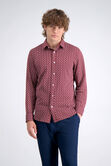 Long Sleeve Pique Shirt - Geo Ditsy, Heather Burgundy view# 1