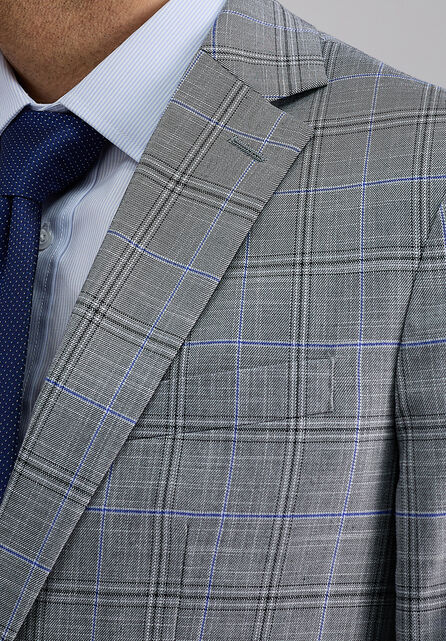 J.M. Haggar Large Plaid Windowpane Sport Coat, GREY SLATE
