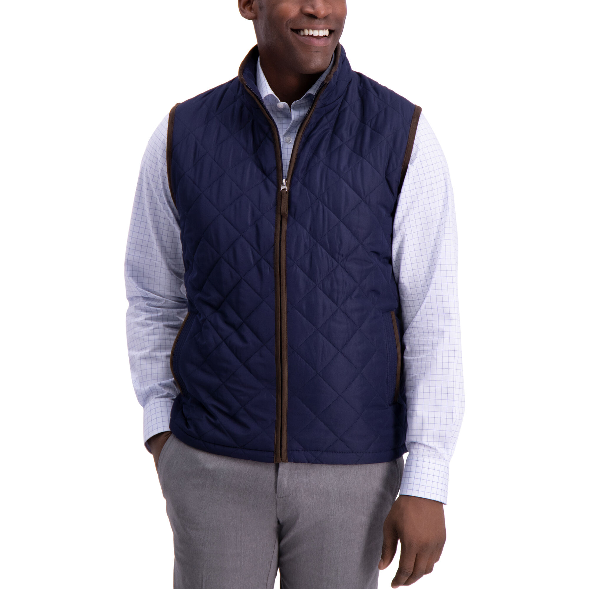 Haggar Diamond Quilted Vest Midnight (HGHF8G4033 Clothing Shirts & Tops) photo