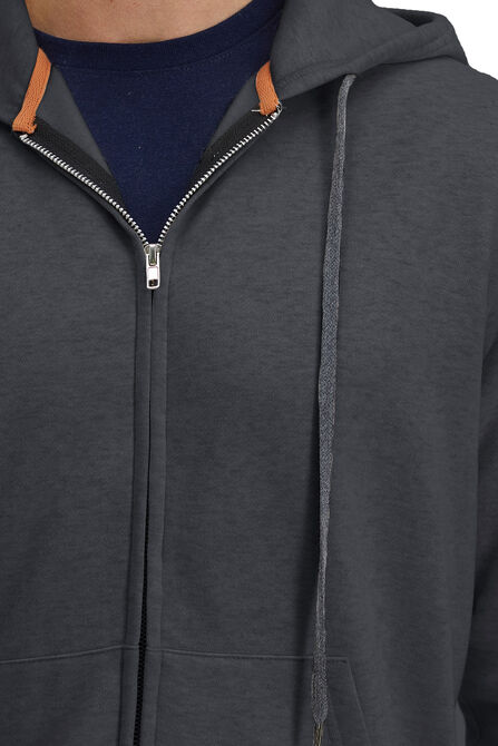 Full Zip Solid Fleece Hoodie Sweatshirt, Charcoal Htr view# 3