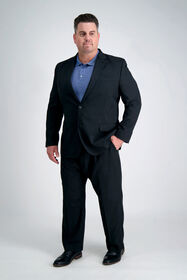 Big &amp; Tall Travel Performance Heather Twill Suit Jacket, Black, hi-res