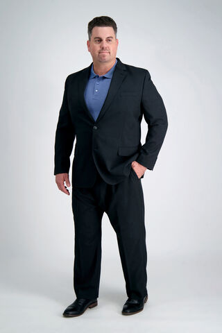 Big &amp; Tall Travel Performance Heather Twill Suit Jacket, Black