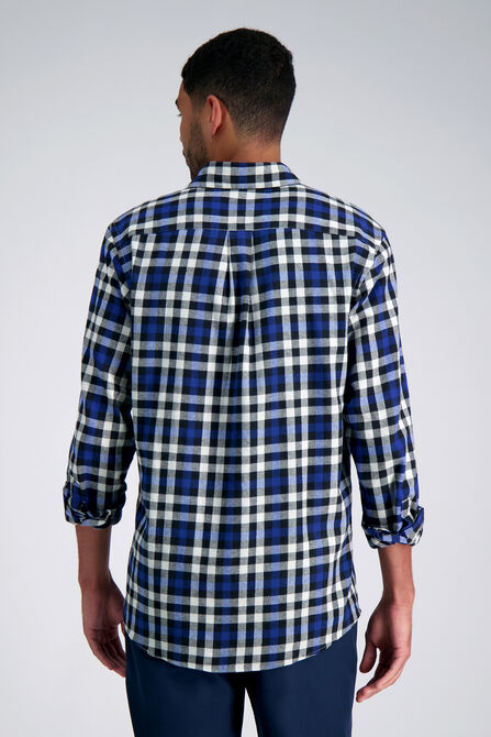 Long Sleeve Flannel Plaid Shirt, BLUE view# 2