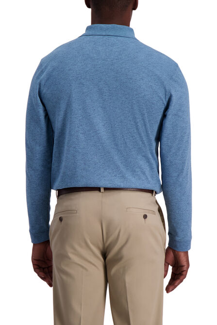 Solid Heather Long Sleeve Polo, Copen Blue view# 2