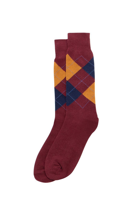 Overplaid Argyle Socks, Burgundy view# 1