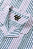 Short Sleeve Linen Stripe Camp Shirt, Pink view# 5
