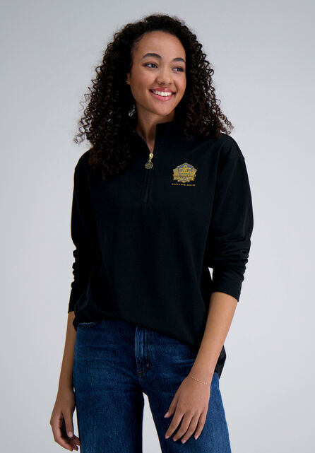 Pro Football Hall of Fame X Haggar &ndash; Long Sleeve Ribbed Quarter Zip, Black