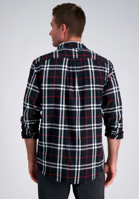 Long Sleeve Flannel Plaid Shirt, Red