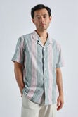 Short Sleeve Linen Stripe Camp Shirt, Pink view# 1