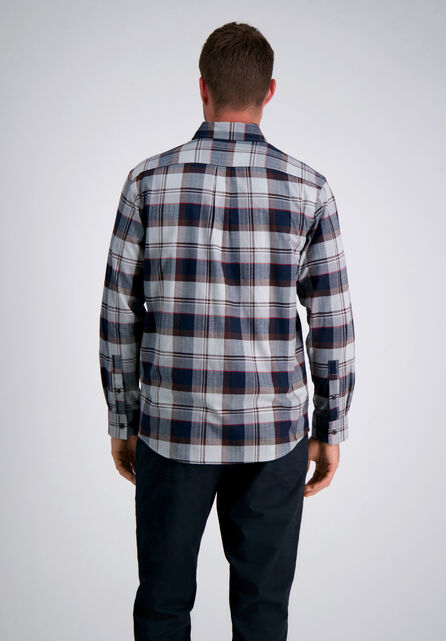 Long Sleeve Brushed Cotton Plaid Shirt, Brown Heather