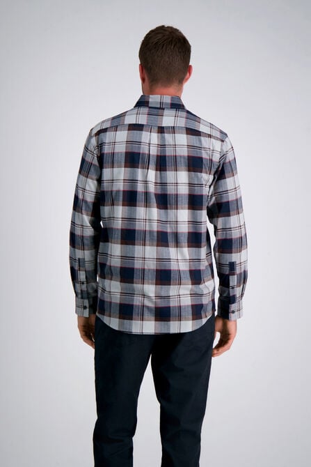 Long Sleeve Brushed Cotton Plaid Shirt, Brown Heather view# 2