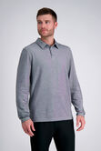 Long Sleeve 2-Color Pique Polo, Med Grey view# 1