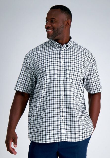 Big &amp; Tall Short Sleeve Button-Down Linen Shirt, White
